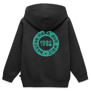 1982 - Kids Premium Organic Zip-up Hoodie - black - Back - AI Model Kid Male (0cm)