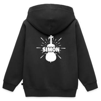 Prénom Simon - Sweat Premium à capuche zippé enfant bio - noir - Dos - AI Model Kid Male (0cm)