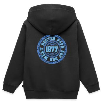 1977 - Kinder Premium Organic Zip Hoodie - Schwarz - Hinten - AI Model Kid Male (0cm)