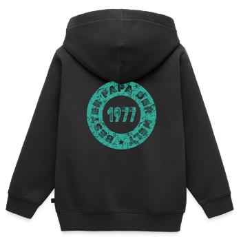 1977 - Kids Premium Organic Zip-up Hoodie - black - Back - AI Model Kid Male (0cm)