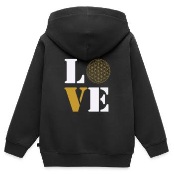 Love Lebensblume - Kinder Premium Organic Zip Hoodie - Schwarz - Hinten - AI Model Kid Male (0cm)