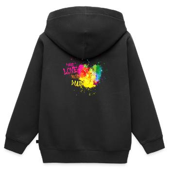 make love not war, regenbogen, herz,malerei ,bunt - Kinder Premium Organic Zip Hoodie - Schwarz - Hinten - AI Model Kid Male (0cm)