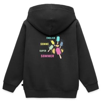 sommer, wassereis, sonne,endlich sonne,super,eis - Kinder Premium Organic Zip Hoodie - Schwarz - Hinten - AI Model Kid Male (0cm)