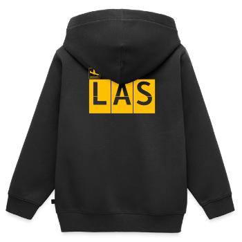 Las Vegas LAS - Kinder Premium Organic Zip Hoodie - Schwarz - Hinten - AI Model Kid Male (0cm)