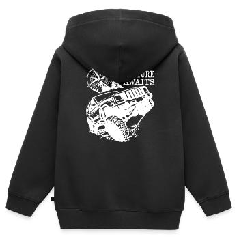 Adventure Awaits Jeep - Sweat Premium à capuche zippé enfant bio - noir - Dos - AI Model Kid Male (0cm)
