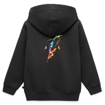 Neon DJ Rave Party - Sweat Premium à capuche zippé enfant bio - noir - Dos - AI Model Kid Male (0cm)