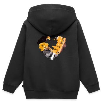 eis,herz,blumenherz,bunt,orange,eis am stil - Kinder Premium Organic Zip Hoodie - Schwarz - Hinten - AI Model Kid Male (0cm)