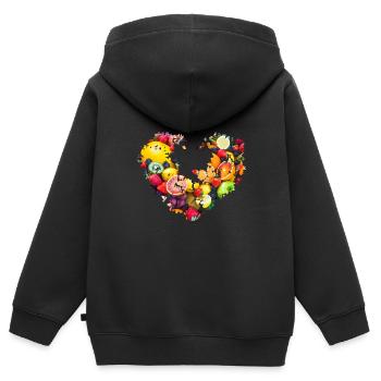 cœur de fruit, cœur de fruit, fruits, coloré - Sweat Premium à capuche zippé enfant bio - noir - Dos - AI Model Kid Male (0cm)