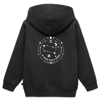 Sternzeichen Zwillinge - Kinder Premium Organic Zip Hoodie - Schwarz - Hinten - AI Model Kid Male (0cm)