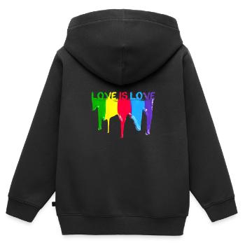 love is love ,Farbe,LGBT,Regenbogen, bunt - Kinder Premium Organic Zip Hoodie - Schwarz - Hinten - AI Model Kid Male (0cm)