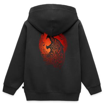 Fenrir Wolf - Celtic - Fenris - Kinder Premium Organic Zip Hoodie - Schwarz - Hinten - AI Model Kid Male (0cm)