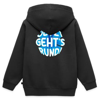 Jetzt gehts rund! 3D - Kinder Premium Organic Zip Hoodie - Schwarz - Hinten - AI Model Kid Male (0cm)