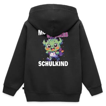 Einschulung Schule Monster starkes Schulkind - Kinder Premium Organic Zip Hoodie - Schwarz - Hinten - AI Model Kid Male (0cm)