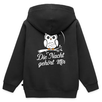Nachteule Eule Eulen Vogel - Kinder Premium Organic Zip Hoodie - Schwarz - Hinten - AI Model Kid Male (0cm)