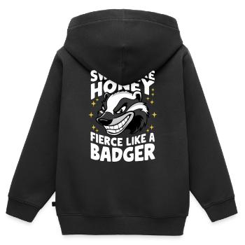 Blaireau Miel Blaireau Animal - Sweat Premium à capuche zippé enfant bio - noir - Dos - AI Model Kid Male (0cm)