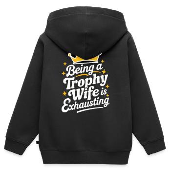 Frau Ehefrau Partnerin Familie Verheiratet - Kinder Premium Organic Zip Hoodie - Schwarz - Hinten - AI Model Kid Male (0cm)