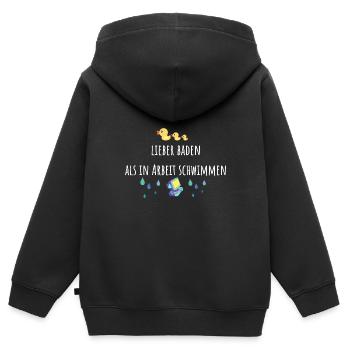 Mieux vaut se baigner que nager dans le travail, le travail, le canard - Sweat Premium à capuche zippé enfant bio - noir - Dos - AI Model Kid Male (0cm)