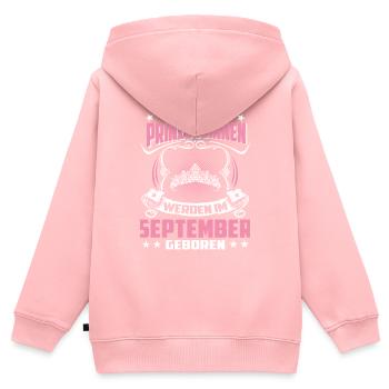 Septembre - anniversaire - princesse 3 - Sweat Premium à capuche zippé enfant bio - rose - Dos - AI Model Kid Female (0cm)