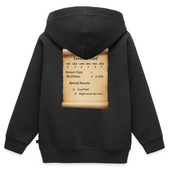 Stufe 1 Dwarf - Kinder Premium Organic Zip Hoodie - Schwarz - Hinten - AI Model Kid Male (0cm)