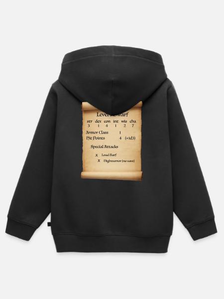 Level 1 Dwarf - Kids Premium Organic Zip-up Hoodie - black
