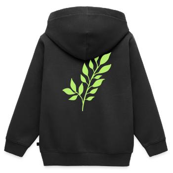Ast mit Blättern - Kinder Premium Organic Zip Hoodie - Schwarz - Hinten - AI Model Kid Male (0cm)