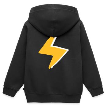 Flash avec des super pouvoirs - Costume - Sweat Premium à capuche zippé enfant bio - noir - Dos - AI Model Kid Male (0cm)