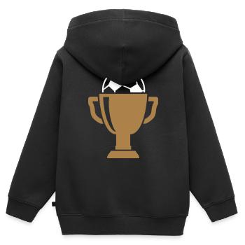 Fußball Pokal - Geschenk für Sieger - Kinder Premium Organic Zip Hoodie - Schwarz - Hinten - AI Model Kid Male (0cm)