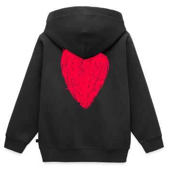 Rotes Herz - Kinder Premium Organic Zip Hoodie - Schwarz - Hinten - AI Model Kid Male (0cm)