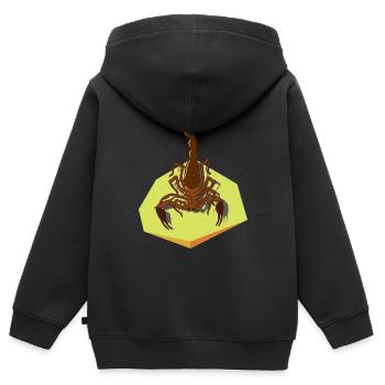 Insecte et signe astrologique Scorpion avec piqûre - Sweat Premium à capuche zippé enfant bio - noir - Dos - AI Model Kid Male (0cm)