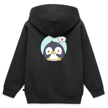 manchot - Sweat Premium à capuche zippé enfant bio - noir - Dos - AI Model Kid Male (0cm)