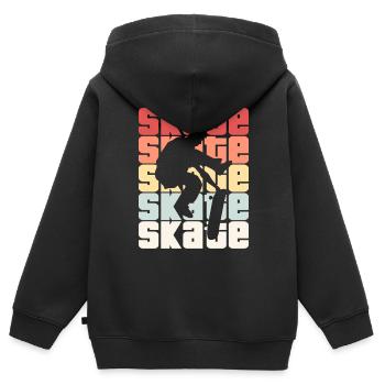 Skate Retro - Skater - Skateboard - Skateboarder - Sweat Premium à capuche zippé enfant bio - noir - Dos - AI Model Kid Male (0cm)
