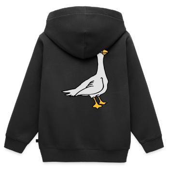 Gans - Kinder Premium Organic Zip Hoodie - Schwarz - Hinten - AI Model Kid Male (0cm)