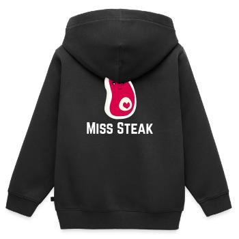 Miss steak viande pièce rare steaks grill chemise - Sweat Premium à capuche zippé enfant bio - noir - Dos - AI Model Kid Male (0cm)