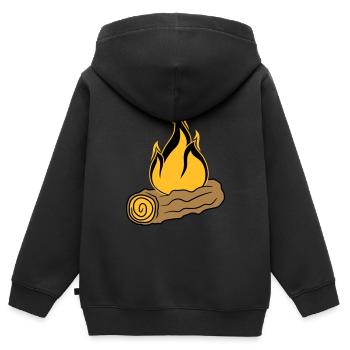 bois branche forêt arbre tronc gravure sur bois forêt feu son - Sweat Premium à capuche zippé enfant bio - noir - Dos - AI Model Kid Male (0cm)