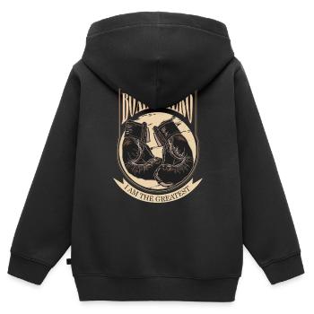 Boxing Hero - The Greatest - On Dark - Sweat Premium à capuche zippé enfant bio - noir - Dos - AI Model Kid Male (0cm)
