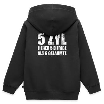 5 cylinders - Kids Premium Organic Zip-up Hoodie - black - Back - AI Model Kid Male (0cm)