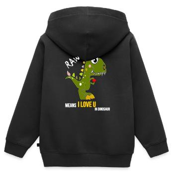 Dino love - RAWR Dinosaurs love - Sweat Premium à capuche zippé enfant bio - noir - Dos - AI Model Kid Male (0cm)