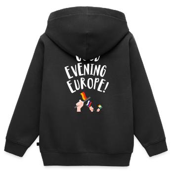 Guten Abend Europa - Kinder Premium Organic Zip Hoodie - Schwarz - Hinten - AI Model Kid Male (0cm)