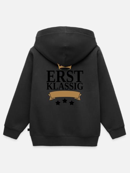 Erstklassig Krone - Kinder Premium Organic Zip Hoodie - Schwarz