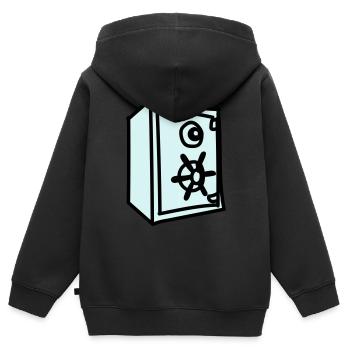 Tresor - Kinder Premium Organic Zip Hoodie - Schwarz - Hinten - AI Model Kid Male (0cm)