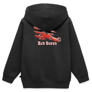 Red Baron (auf Tshirt dunkel) - Kinder Premium Organic Zip Hoodie - Schwarz - Hinten - AI Model Kid Male (0cm)