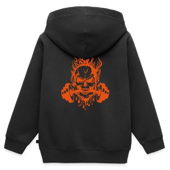 Stillstand Bodybuilding Tod Flamme Blut Tropf - Kinder Premium Organic Zip Hoodie - Schwarz - Hinten - AI Model Kid Male (0cm)