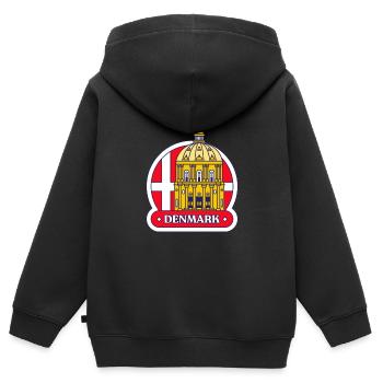 Dänemark - Kinder Premium Organic Zip Hoodie - Schwarz - Hinten - AI Model Kid Male (0cm)