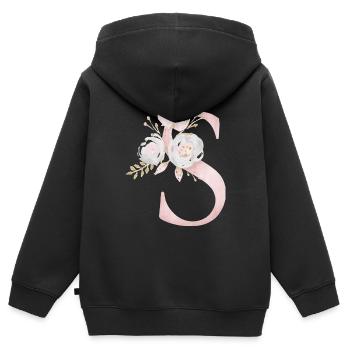 Buchstabe S mit Blumen - Kinder Premium Organic Zip Hoodie - Schwarz - Hinten - AI Model Kid Male (0cm)