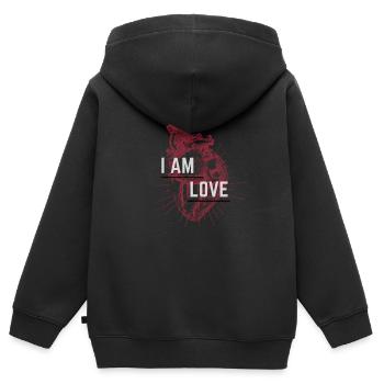 Ich bin die Liebe - rot weiß - Kinder Premium Organic Zip Hoodie - Schwarz - Hinten - AI Model Kid Male (0cm)