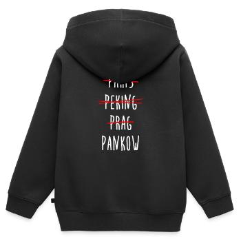 Pankow - Berlin - Paris - Beijing - Prague - list - Kids Premium Organic Zip-up Hoodie - black - Back - AI Model Kid Male (0cm)