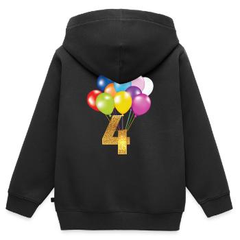 4 children birthday happy birthday - Kids Premium Organic Zip-up Hoodie - black - Back - AI Model Kid Male (0cm)