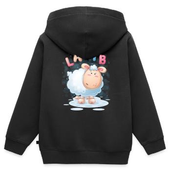 Lamm - Kinder Premium Organic Zip Hoodie - Schwarz - Hinten - AI Model Kid Male (0cm)