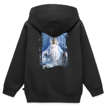 Holly Mary Maria Madonna Mariana Jungfrau Maria - Kinder Premium Organic Zip Hoodie - Schwarz - Hinten - AI Model Kid Male (0cm)