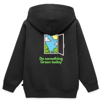 Do something Green today! - Kids Premium Organic Zip-up Hoodie - black - Back - AI Model Kid Male (0cm)